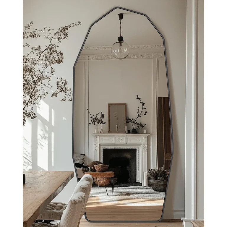 Antok Full Length Mirror 71" x 32" Large Floor Mirror Standing Mirror, Aluminum Wavy Frame, Wall ... | Walmart (US)