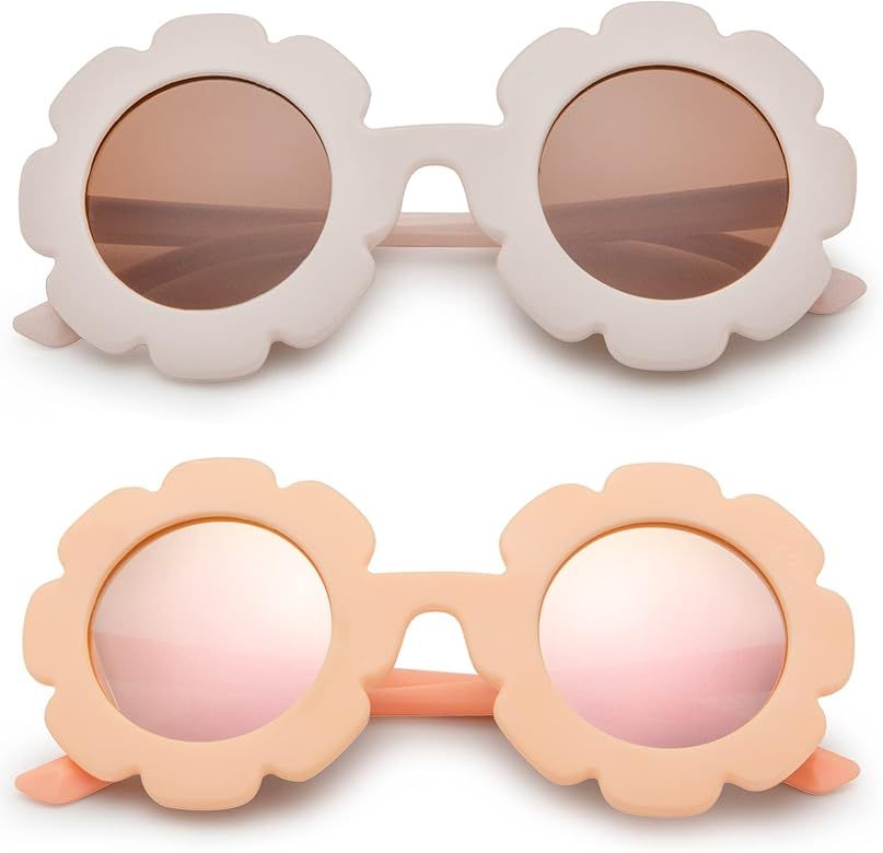 Hycredi Sunglasses for Kids Round Flower Polarized  Sunglasses Cute Shades UV 400 Protection Gi... | Amazon (US)