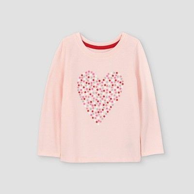 Toddler Girls' Dot Heart Long Sleeve T-Shirt - Cat & Jack™ Powder Pink | Target