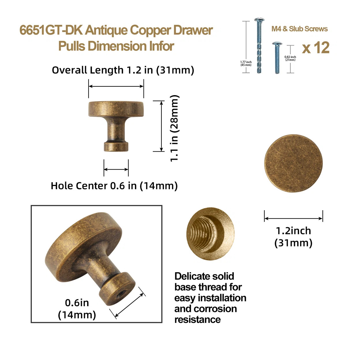 6/5" Diameter Circle Knob Multipack (Set of 6) | Wayfair North America