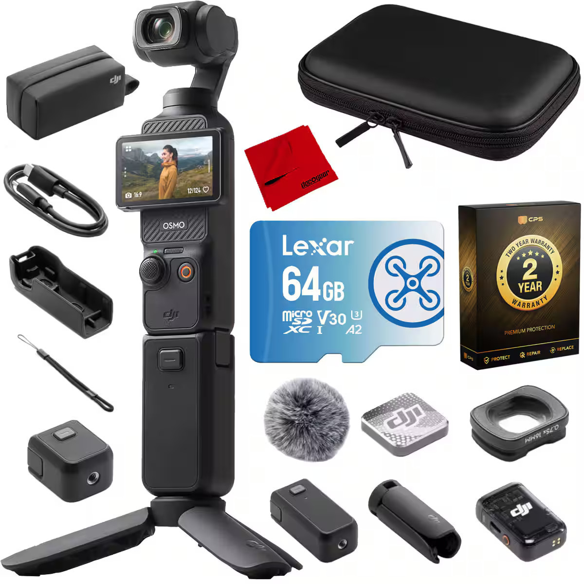 DJI - Osmo Pocket 3 Creator Combo 4K 120fps Handheld Gimbal + 64GB Card, Case & 2-Year Extended Warranty Bundle | Best Buy U.S.