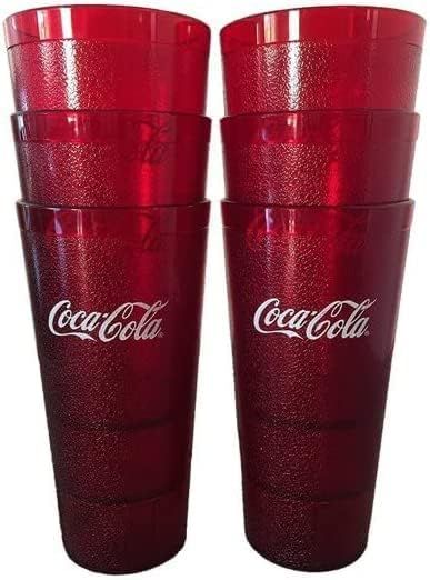 BRODYS Compatible With New (6) Coke Coca Cola Restaurant Red Plastic Tumblers Cups 16oz | Amazon (US)