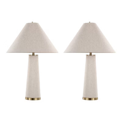 LumiSource Set of 2 Kona 28" Contemporary Table Lamp in Brass Metal and Natural Linen from Grandview | Target