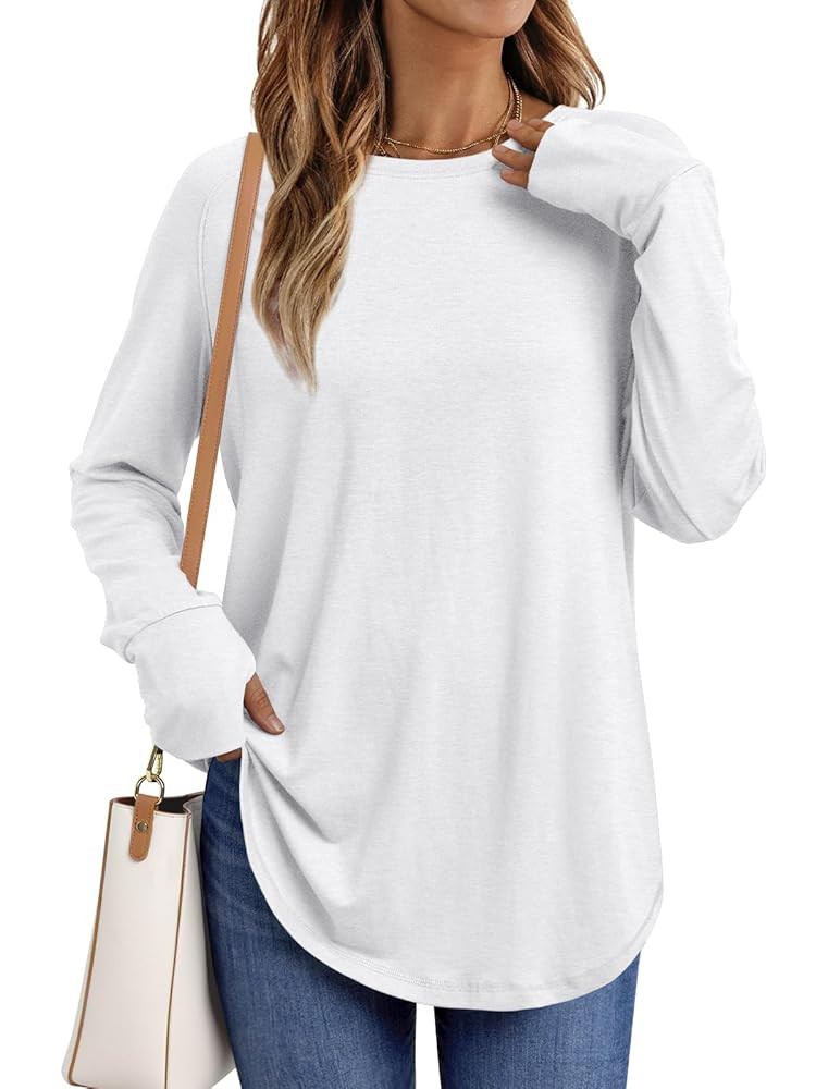 AUTOMET Womens Long Sleeve Shirts Crew Neck Casual Tshirts Fall Fashion Tops Loose Fit Lightweigh... | Amazon (US)