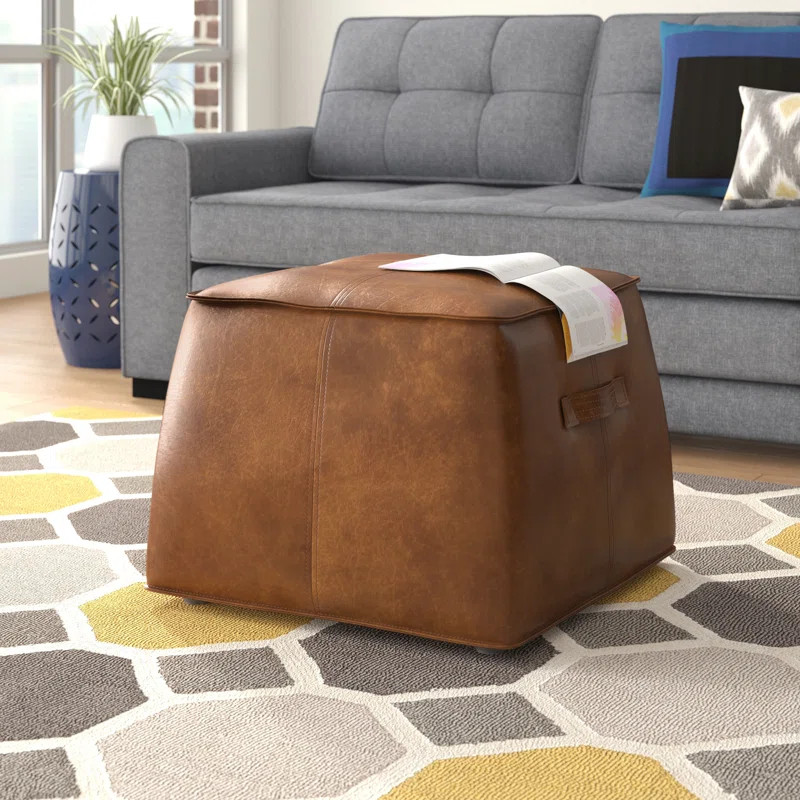 Laurenn Faux Leather Pouf | Wayfair North America