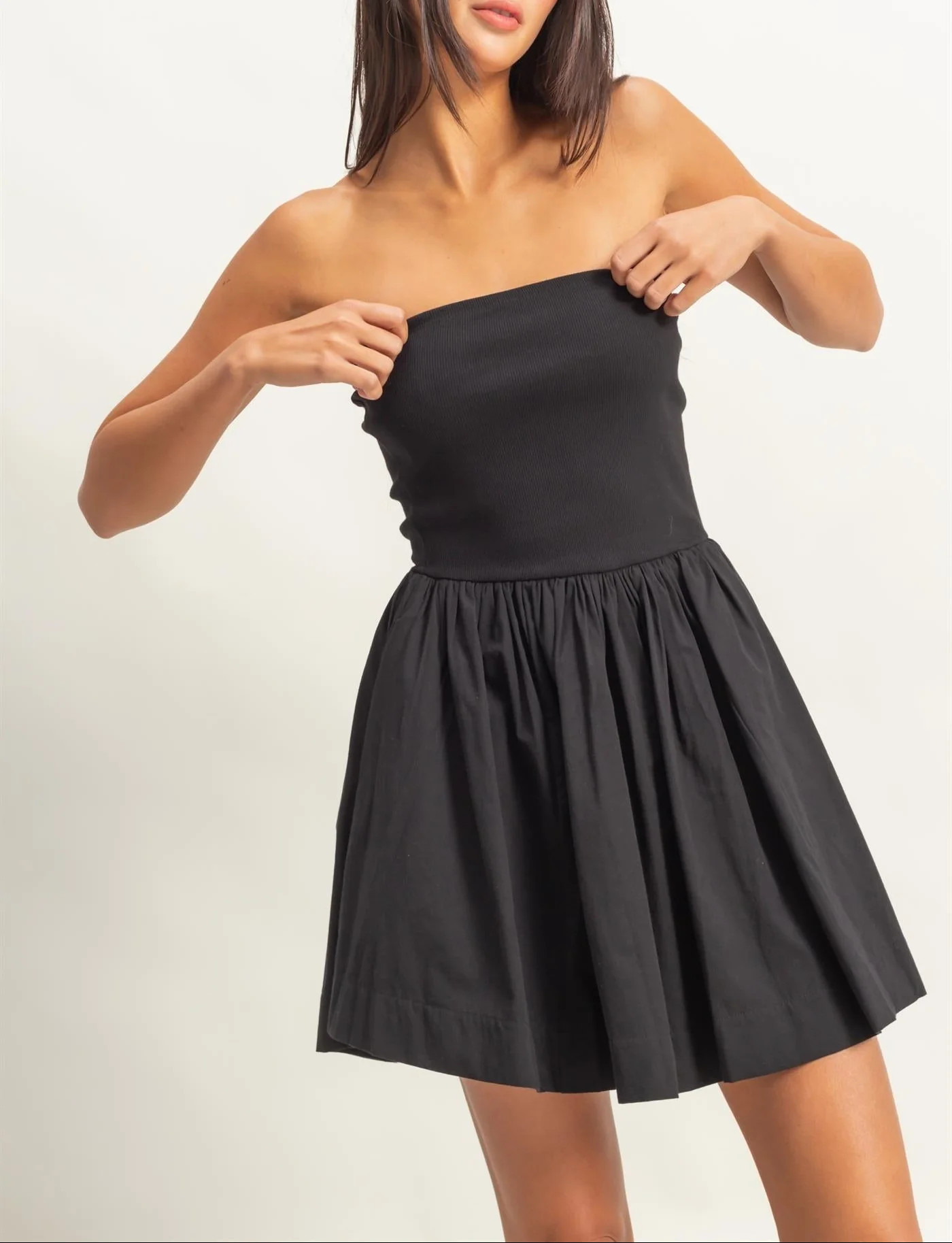SUMMER TWIRL STRAPLESS MINI DRESS | Harper's Den