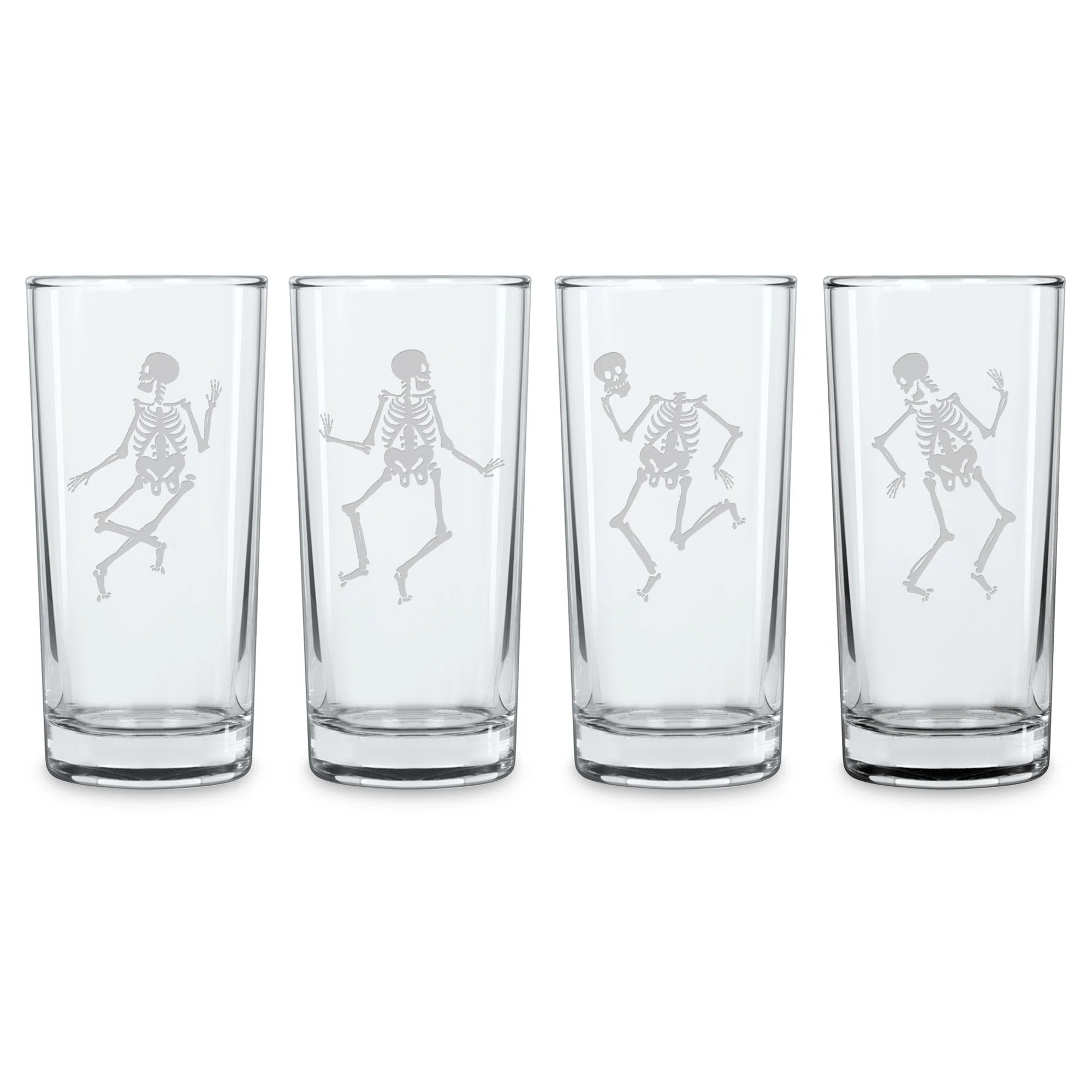Dance of the Dead 4 Piece 15 oz. Highball Glass Set (Set of 4) | Birch Lane