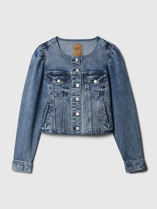 Collarless Cropped Icon Denim Jacket | Gap (US)