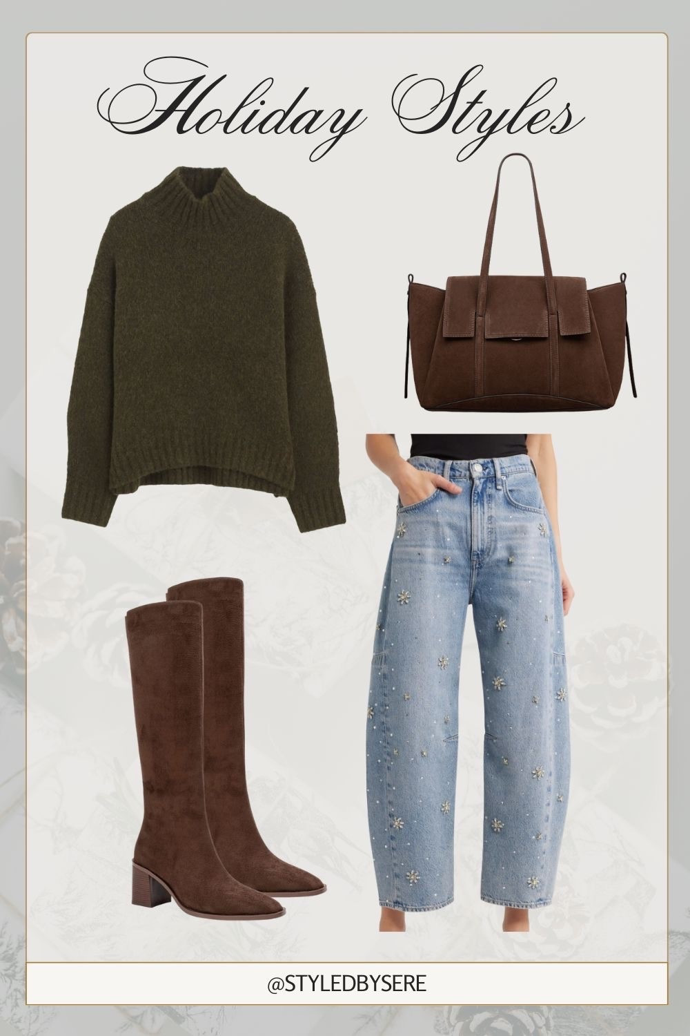 Stepping into the holiday season with a look that’s equal parts cozy and festive ✨
I’m loving warm, earthy greens paired with sparkly denim—an effortless combo that feels relaxed but still brings the shine. Whether you’re headed to a casual gathering or a low-key night out, this blend of texture and subtle sparkle keeps things fun without trying too hard.
Want help building easy, elevated outfits like this for your own holiday plans?
✨ Book a styling session with me and let’s create looks you’ll love all season long!

#LTKHoliday #LTKSeasonal #LTKootd