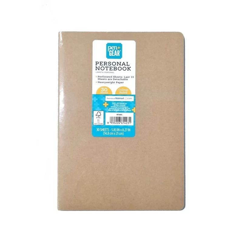 Pen+Gear Personal Notebook, College Ruled, 30 Sheets, Brown | Walmart (US)