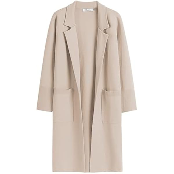 ANRABESS Women's Open Front Knit Cardigan Long Sleeve Lapel Casual Solid Classy Sweater Jacket | Amazon (US)