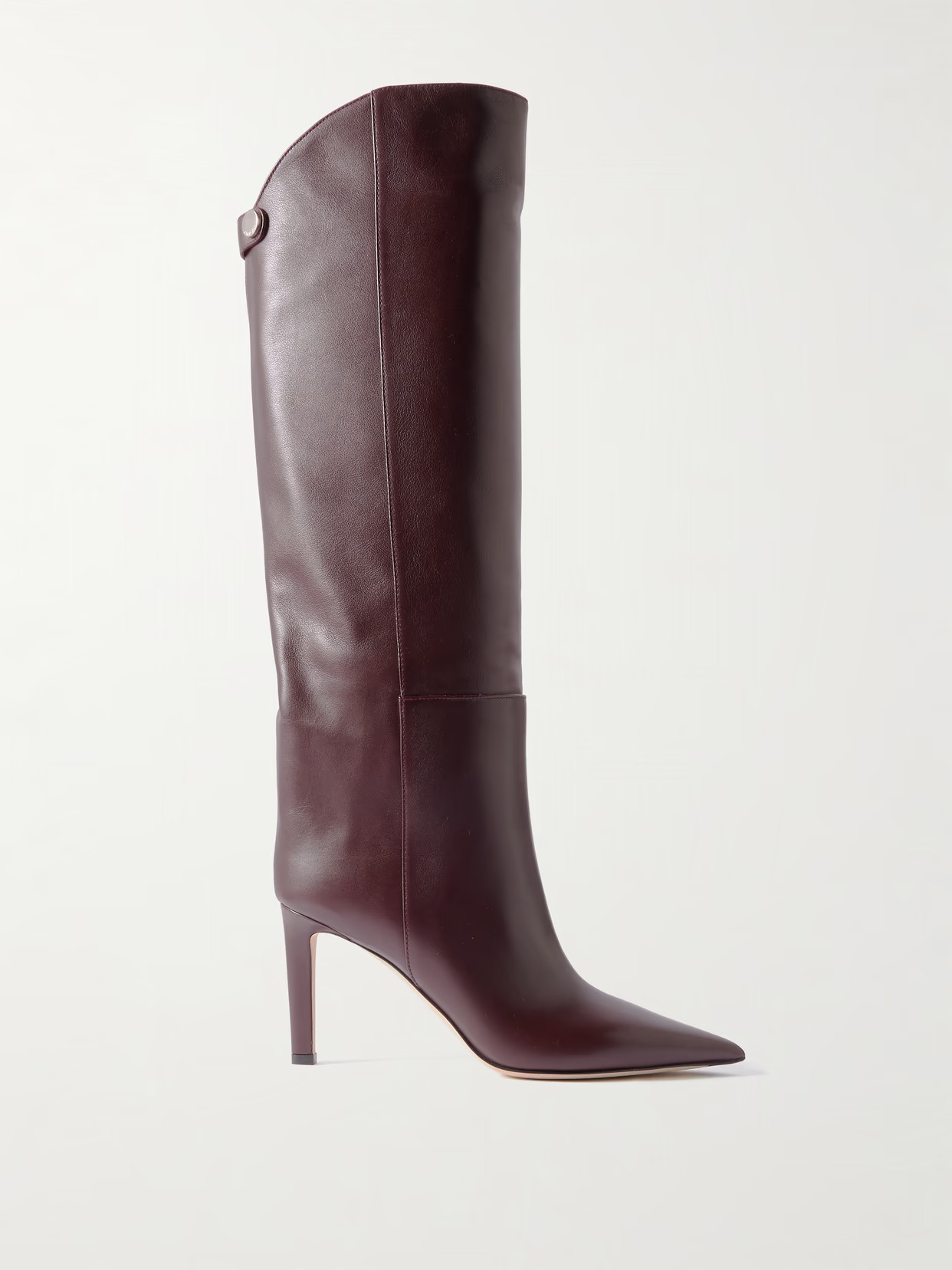 Jimmy Choo - Alizze 85 Leather Knee Boots - Burgundy | NET-A-PORTER (US)