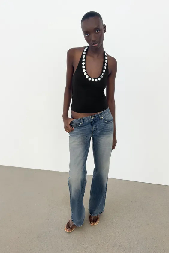 STUDDED HALTER TOP | Zara US