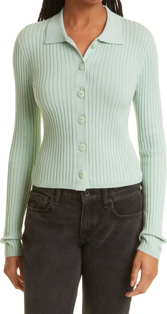 Navaya Ribbed Cotton & Cashmere Polo Cardigan | Nordstrom