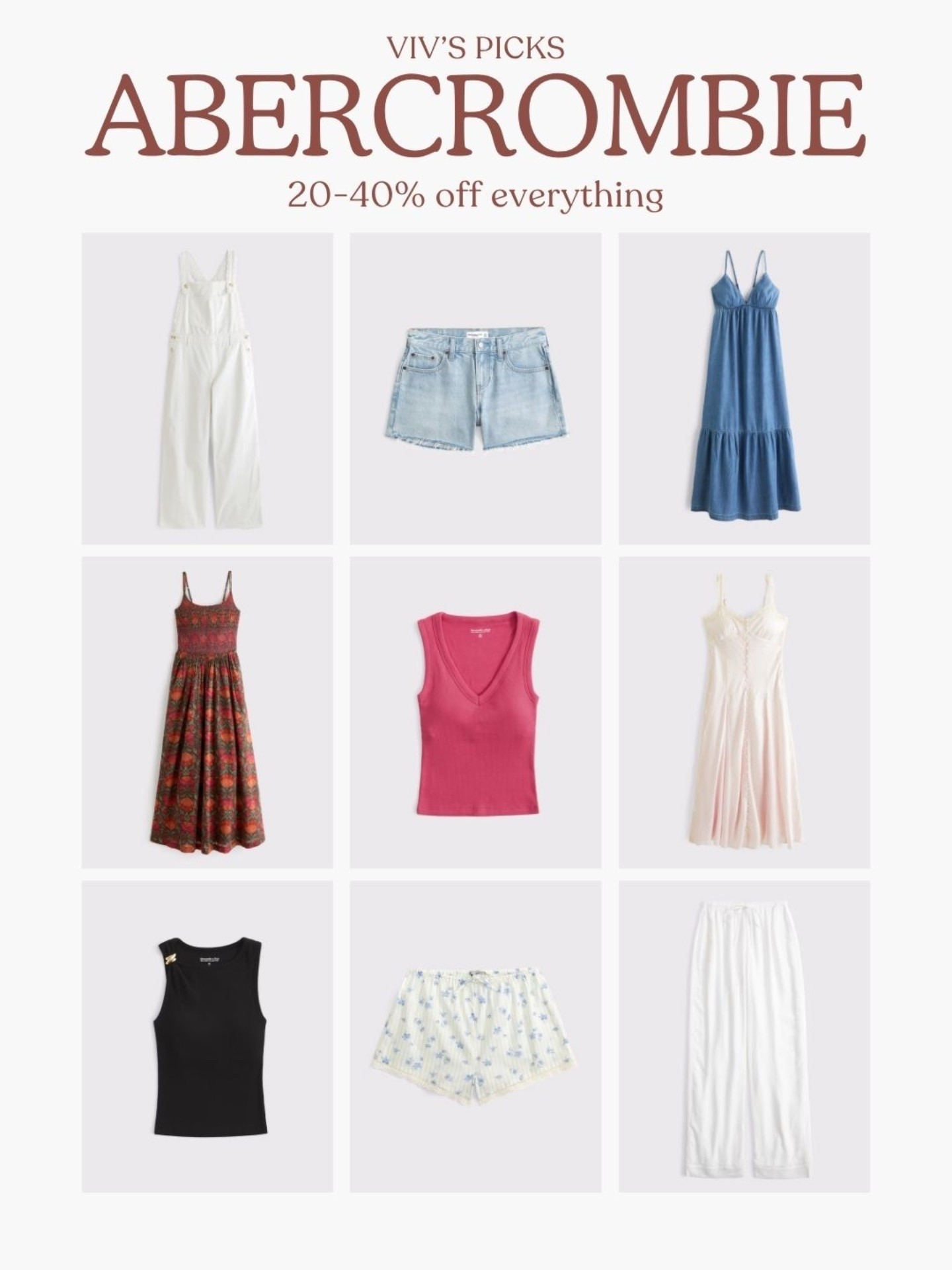 [6/26/26] @abercrombie 20-40% off everything 🤍 ends 7/1 

*Offer valid online only 6/25/2026-7/1/2026 in US/CA. Exclusions apply as indicated. Online price reflects discount.

#LTKSaleAlert #LTKSeasonal #LTKBump