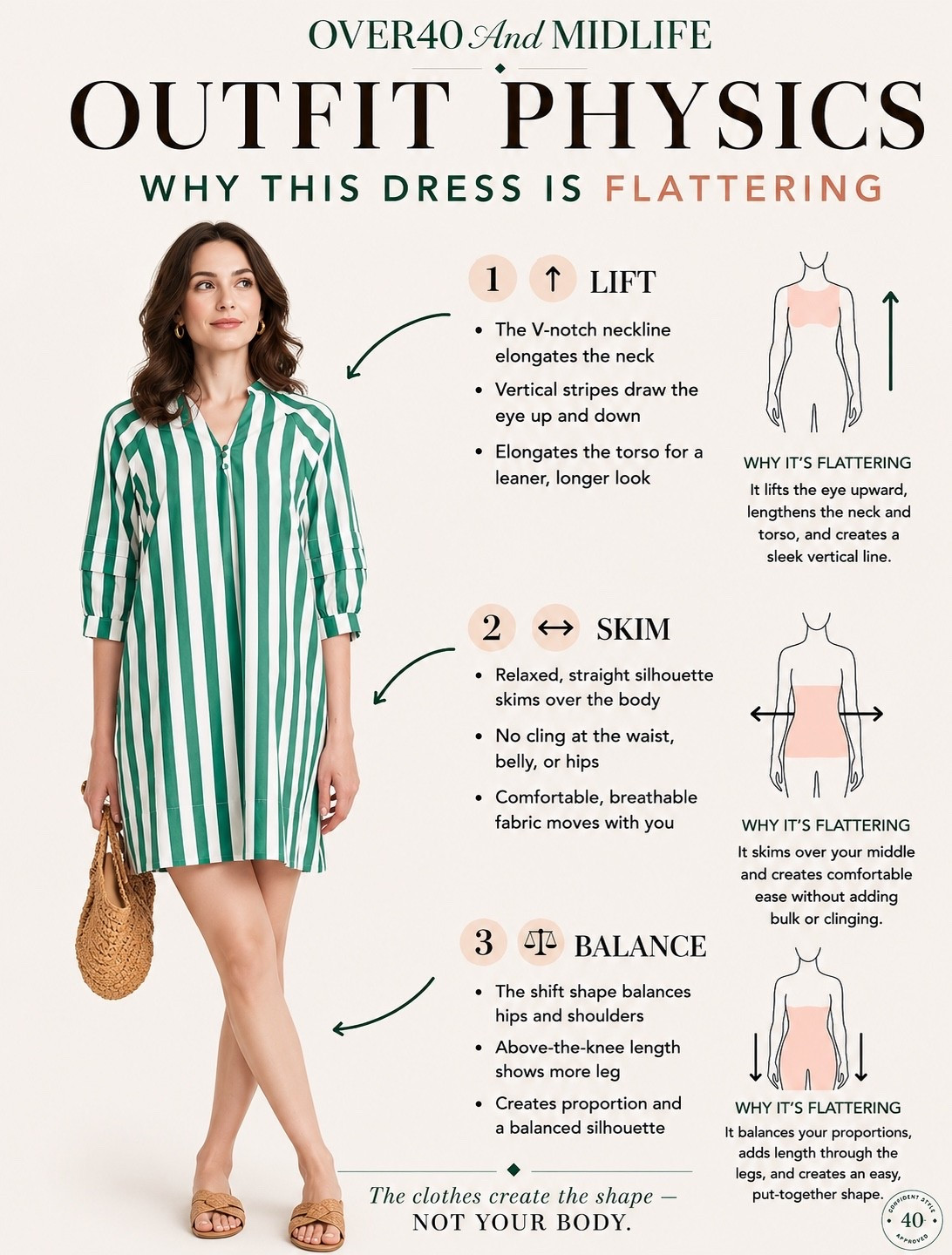 ✨Tap the bell, save and ❤️ for over 40 fashion, midlife style, midsize fashion and luxury looks for less. 

Amazon fashion

I used to think dresses had to be fitted to be flattering.

Turns out, that’s exactly why so many of them didn’t work.

This dress follows Outfit Physics:

✨ The vertical stripes create a longer, leaner line

✨ The relaxed silhouette skims over the belly instead of clinging

✨ The V-neck draws the eye upward and elongates the torso

✨ The shift shape creates balance without squeezing

This is the kind of dress that makes summer dressing feel easy.

No shapewear.
No tugging.
No adjusting all day.

Just throw it on and go.

Because confidence doesn’t come from wearing smaller clothes.

It comes from wearing clothes designed to work WITH your body.

💚 Comment “DRESS” and I’ll send you the link.

👑 Helping you look good, feel good! — Lindsey Denver

#midlifefashion #over40style #midsizefashion #bodyconfidence #over50style #genxstyle #summerdress #outfitphysics #fashionover40 #midlifestyle

#LTKOver40 #LTKPlusSize #LTKMidsize