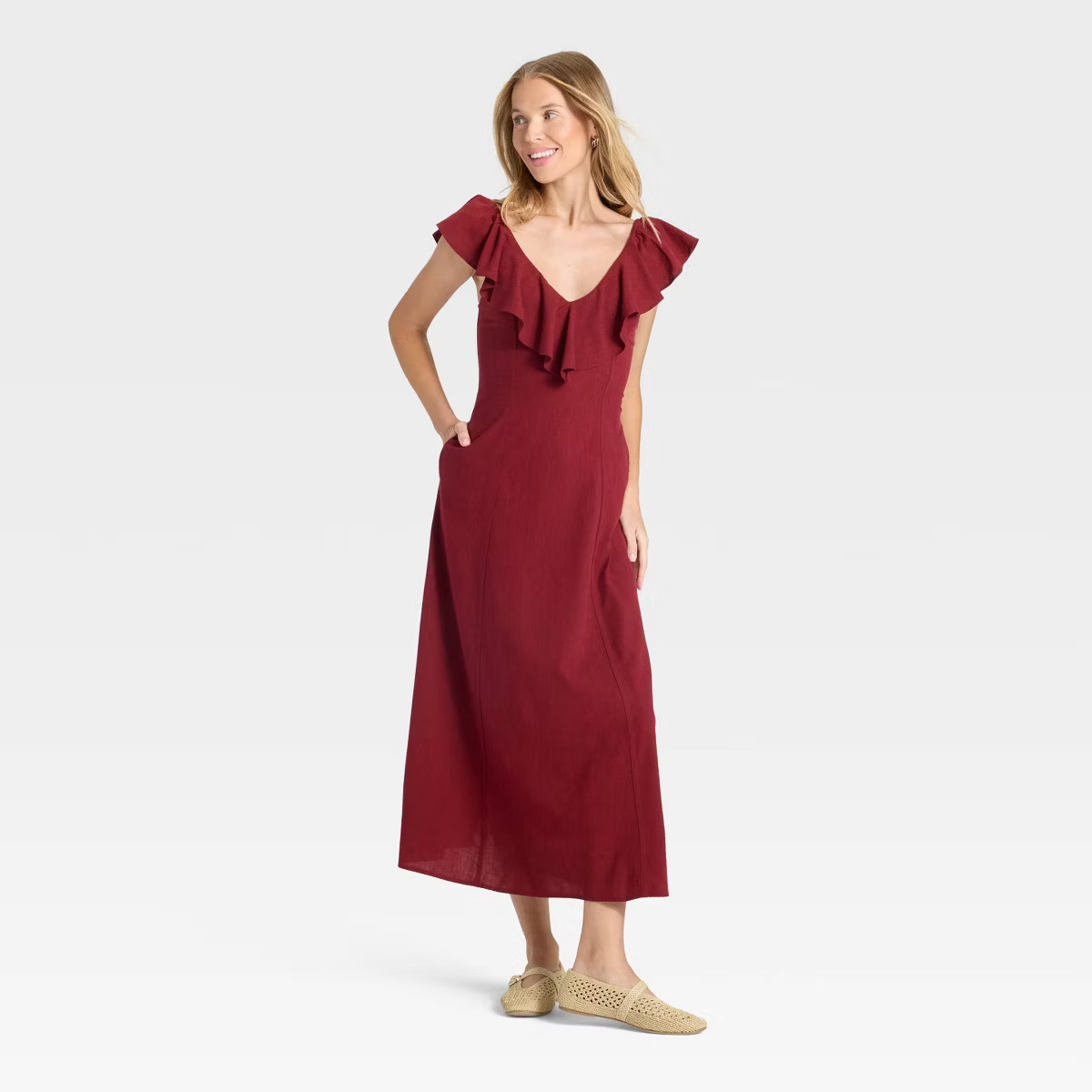 Women's Ruffle Sleeve Maxi A-Line Dress - Universal Thread™ | Target