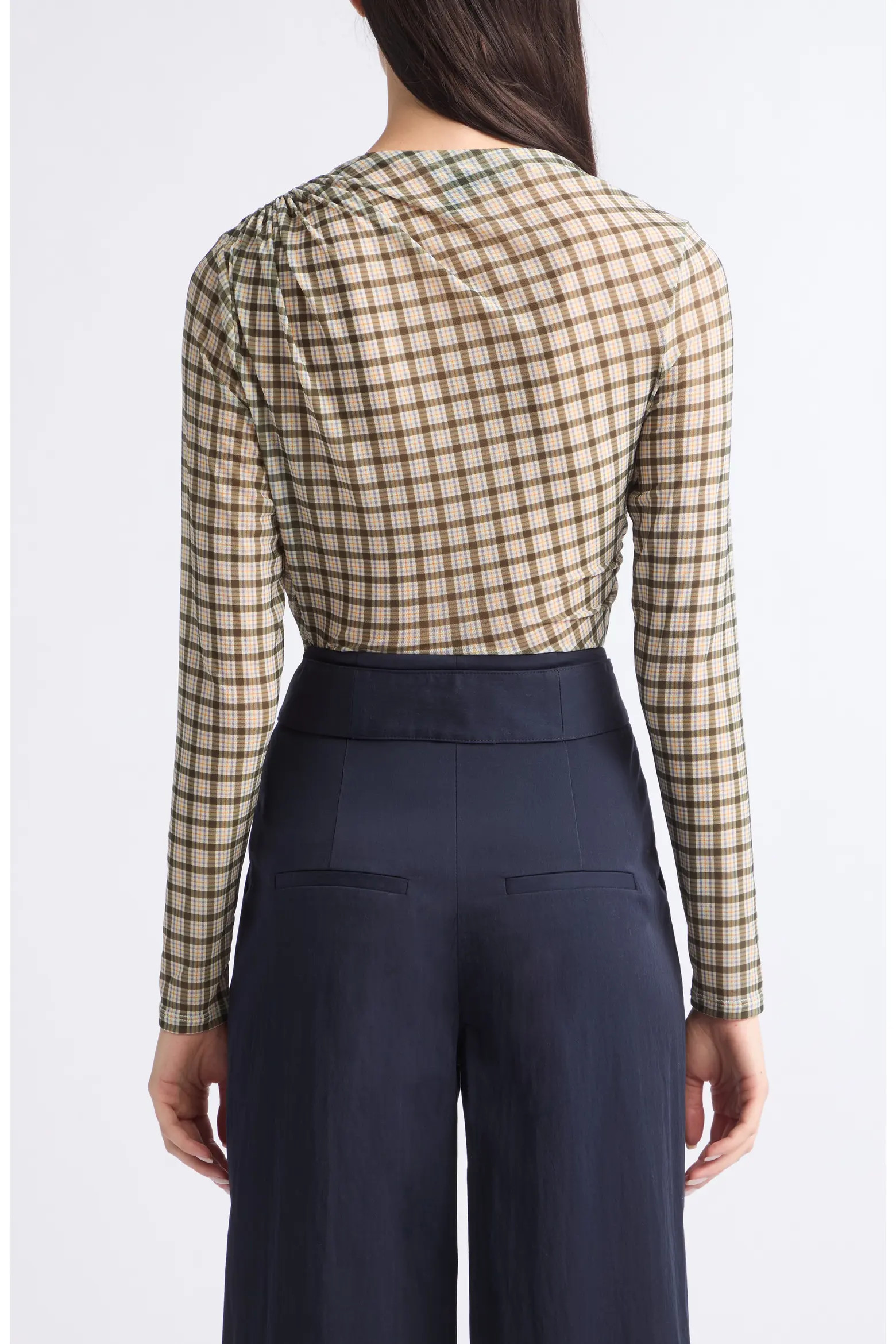 Veronica Beard Nuvina Check Ruched Top (Women) | Nordstrom | Nordstrom