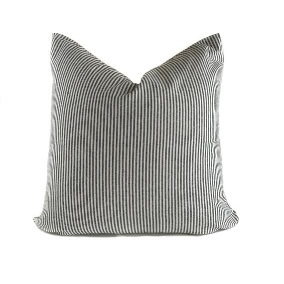Black and White Designer Striped Pillow Cover | No4021 | Etsy (US)