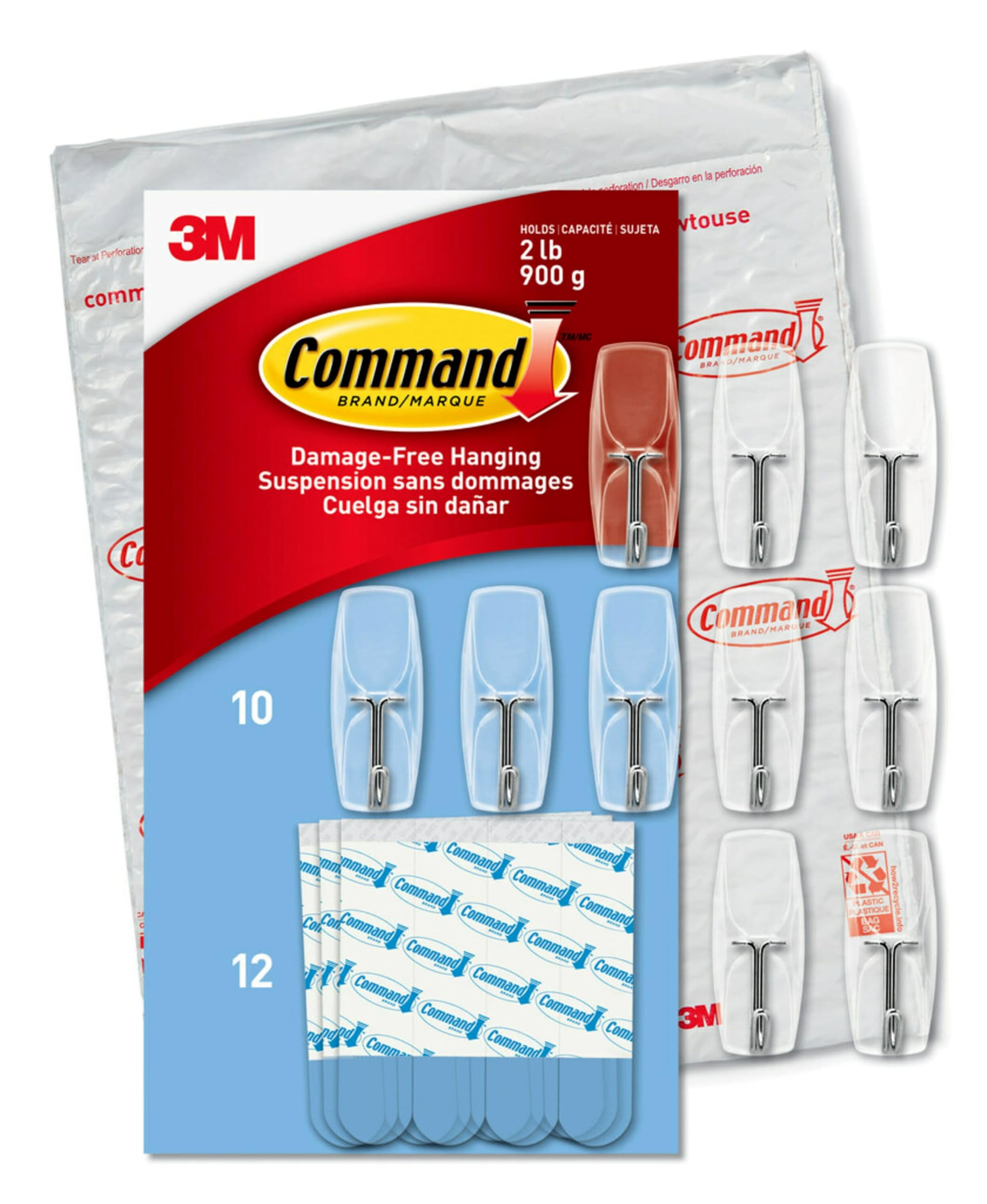 Command Medium Clear Wire Toggle Hooks,10 Wall Hooks and 12 Strips, Damage-Free Hanging with Adhe... | Amazon (US)