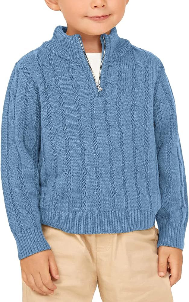 Zhaovi's Toddler Boys Girls Sweater Twisted Knit Cable 1/4 Zip Sweaters Outfit Baby Winter Long S... | Amazon (US)