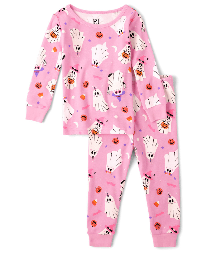 The Children's Place Baby And Toddler Girls Glow Ghost Snug Fit Cotton Pajamas | Size 18-24 M | Pink | The Children's Place