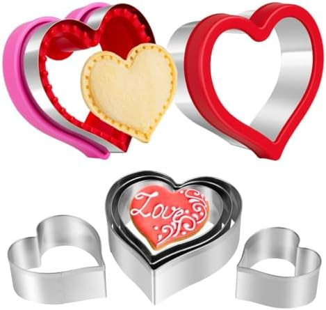 Heart Cookie Cutter Set, 8 Pieces Valentines Day Heart Cookie Cutter, Sandwich Cutter and Sealer ... | Amazon (US)