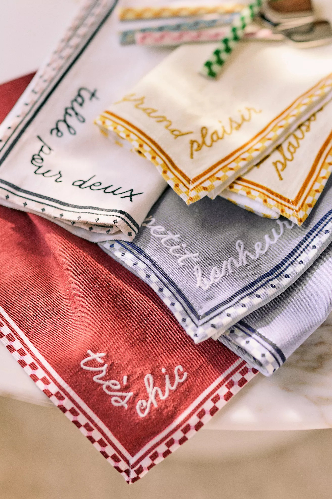 Café Violette Embroidered Cotton Napkins, Set of 4 | Anthropologie (US)