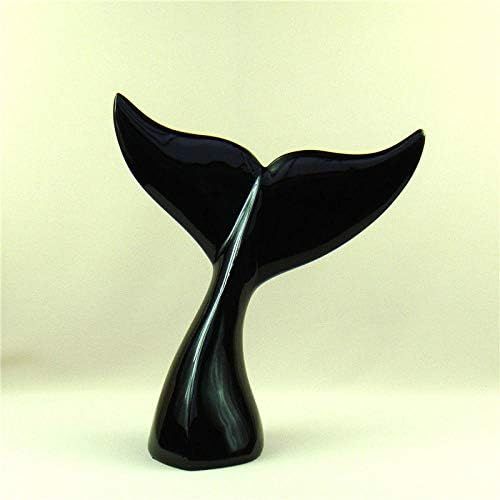 DSZXHN Statues for Home Decor,Creative Black Resin Whale Flukes Fish Tail Animal Figurines Crafted S | Amazon (US)