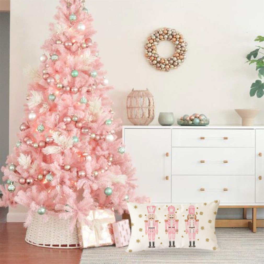 PANDICORN Pink Nutcracker Christmas Pillow Covers 12x20 Modern Farmhouse Christmas Decorations Xm... | Amazon (US)