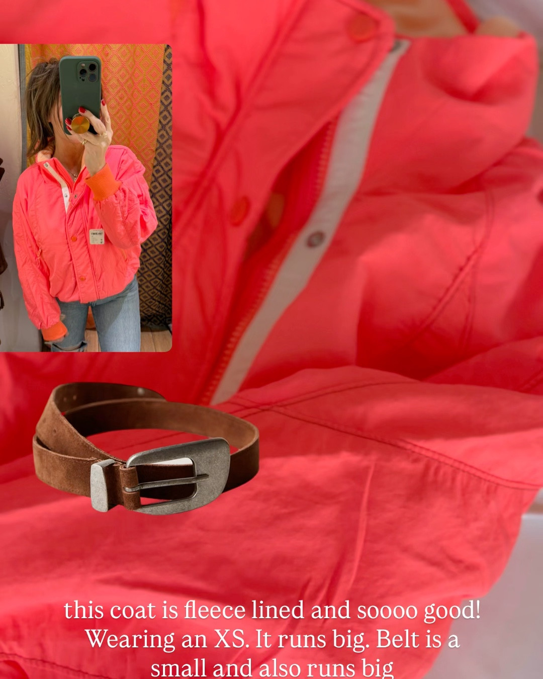 So many GOOD Free People Finds!!
Tan button down sweater runs very small. Wearing a large! Could have done an XL.
Hot Pink Jacket runs big. Wearing an XS
Belt runs big too. Wearing a small.
Red and cream sweater runs very big! Wearing a small. Green vest is an XS. Also runs big. Multicolor fleece runs big as well. 

#LTKGiftGuide #LTKootd #LTKU