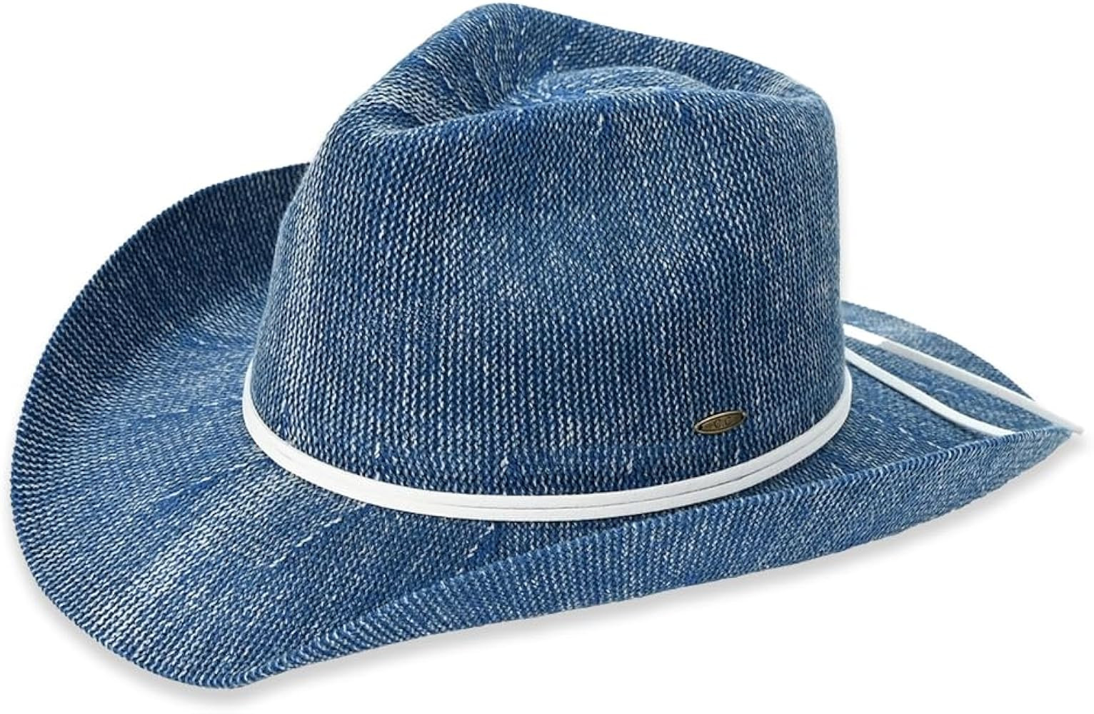 C.C Washed Knitted Denim Cowboy Hat with Suede Strings for Women | Amazon (US)