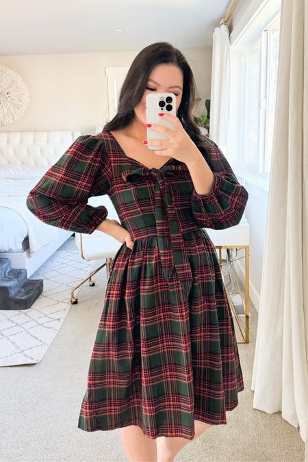 Holiday dress, holiday matching family outfits for holiday photos, midi dress green and red plaid print with bow and puff sleeves. Currently 20-30% off!

Runs large so size down! I’m wearing an XS when I’m usually a S

#LTKstyletip #LTKHoliday #LTKHolidaySale
