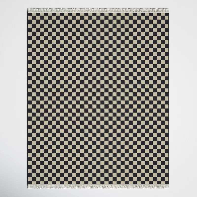 Habra Checkered Recycled Black / Ivory Rug | Wayfair North America