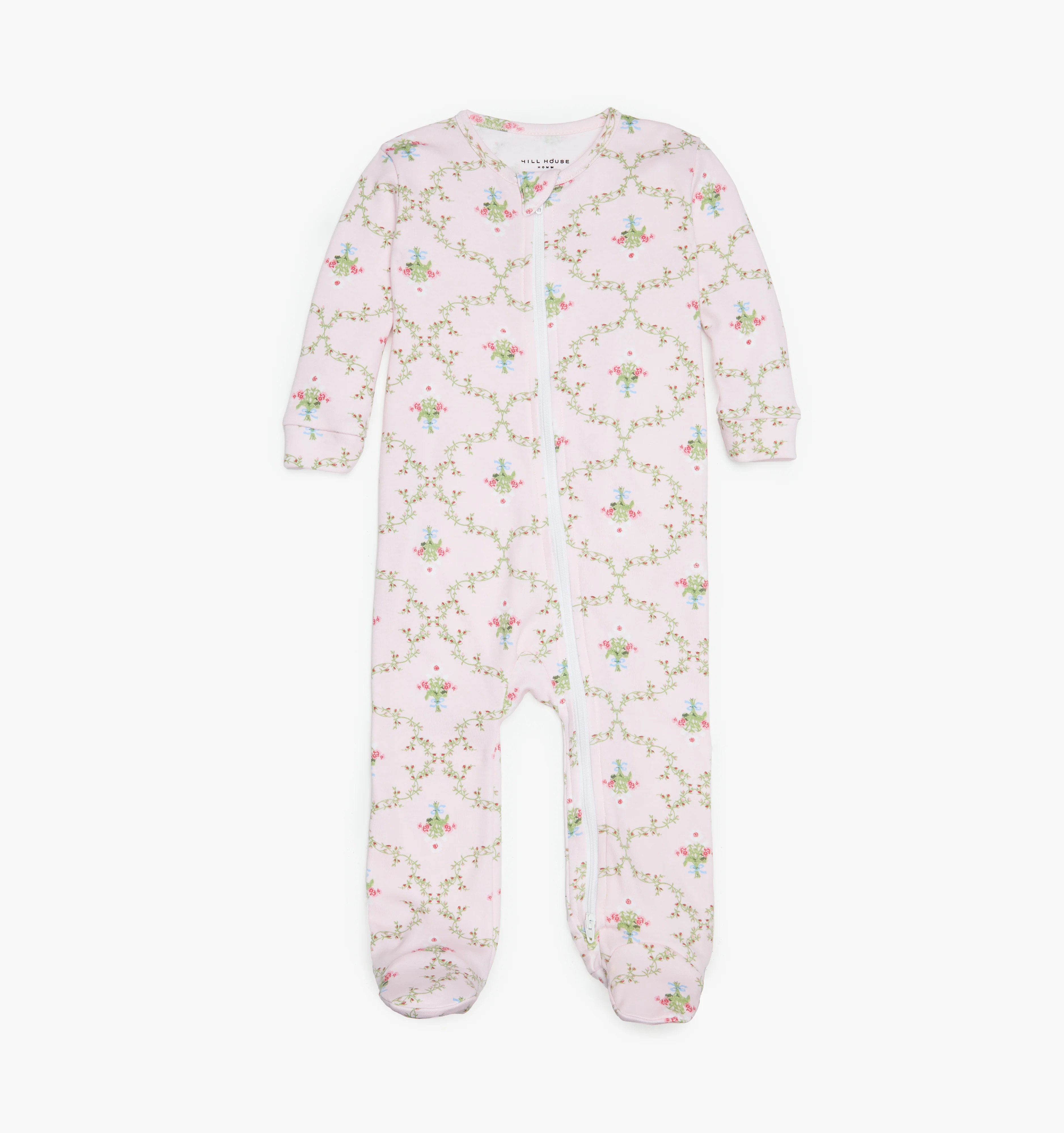The Footie Pajama | Light Pink Trellis / 0-3M | 100% Cotton | Hill House Home | Hill House Home US