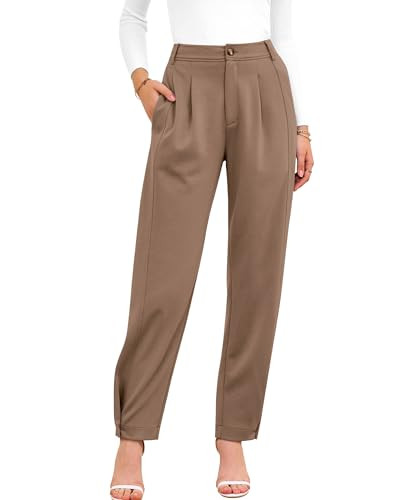 BTFBM Business Casual Outfits for Women Tapered Work Pants,Khaki,S | Amazon (US)