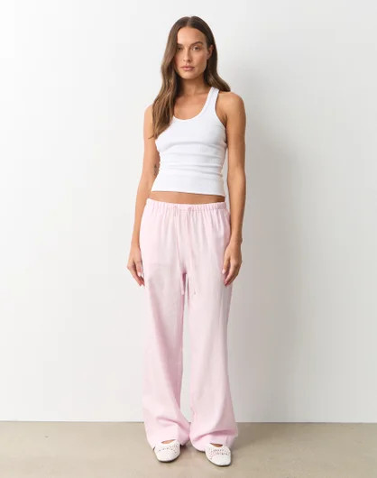 Linen Blend Tie Waist Relaxed Pant | Glassons (Australia)