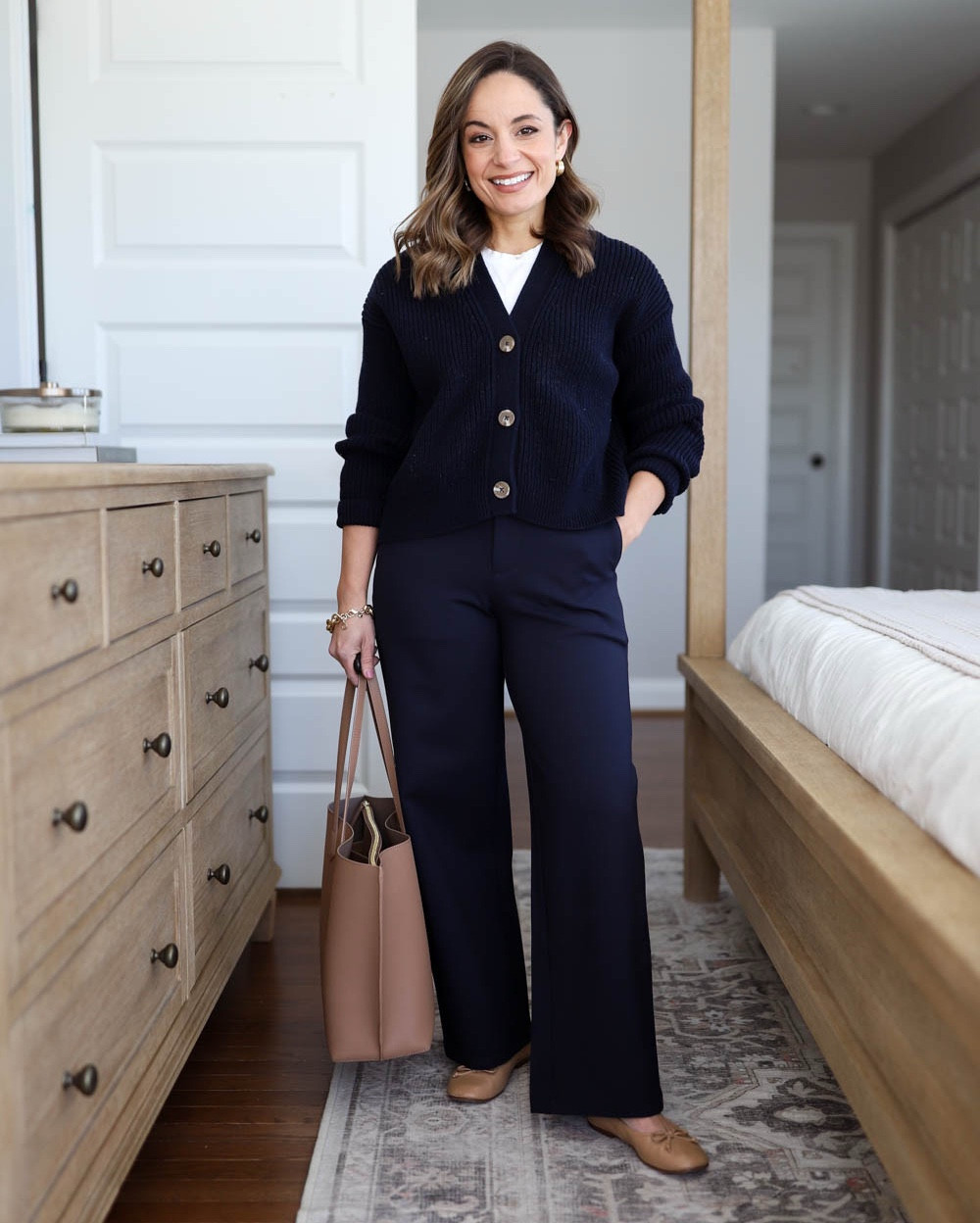 Three petite-friendly navy cardigans for Spring!

Outfit 1:
Navy pants (BR Factory): petite xxs/00 - 10” rise, 27.5” inseam. True to size
Navy button up cardigan (Quince): xs
White top (Quince): xs
Tote (Quince)
Ballet Flats (Sam Edelman): tts

Outfit 2:
Pants (BR Factory): petite xxs
Striped Button Down (J.Crew Factory): petite xxs
Cardigan (Quince): xs
Shoes: tts in cyprus tan

Outfit 3:
Pants (LOFT): petite xxs
Navy sweater (Old Navy): petite xs
White tank top (Quince): xs
Sandals (Dolce Vita): tts
Bag (Sezane)

My measurements for reference: I’m 4’10” and 105lbs. My bust, waist, and hip measurement is 32”, 24”, and 36”.

#LTKWorkwear #LTKSaleAlert #LTKPetite
