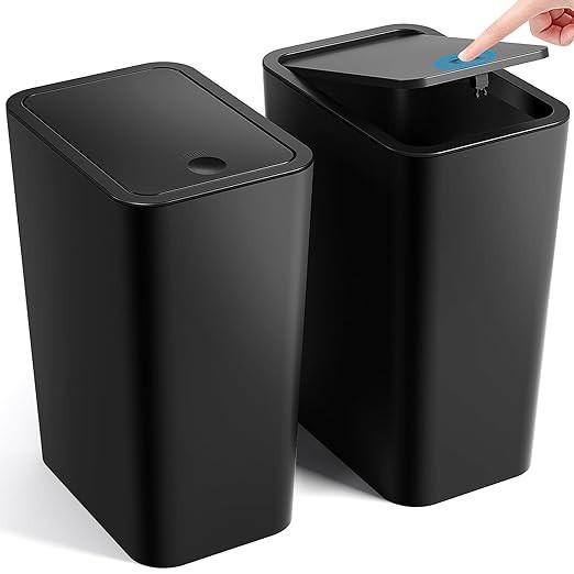 ITCPRL Bathroom Trash Can with Lid, 2 Pack 4 Gallons/15 Liters Garbage Can with Pop-Up Lid, Small... | Amazon (US)