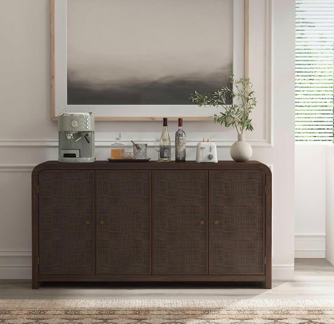 Oak&Sparrow Oak Sideboard Buffet Cabinet with Storage, 60'' Boho Buffets & Sideboards with Adjustable Shelves, Rattan Sideboard Cabinet with 4 Doors for Living Room, Hallway & Kitchen #sideboard #credenza #sidecabinet #homefurniture

#LTKHome