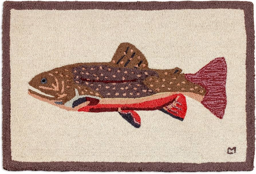Artist-Designed Maple Trout Hand-Hooked Wool Accent Rug (24 in x 36 in) Lake & Lodge Rug for Hall... | Amazon (US)