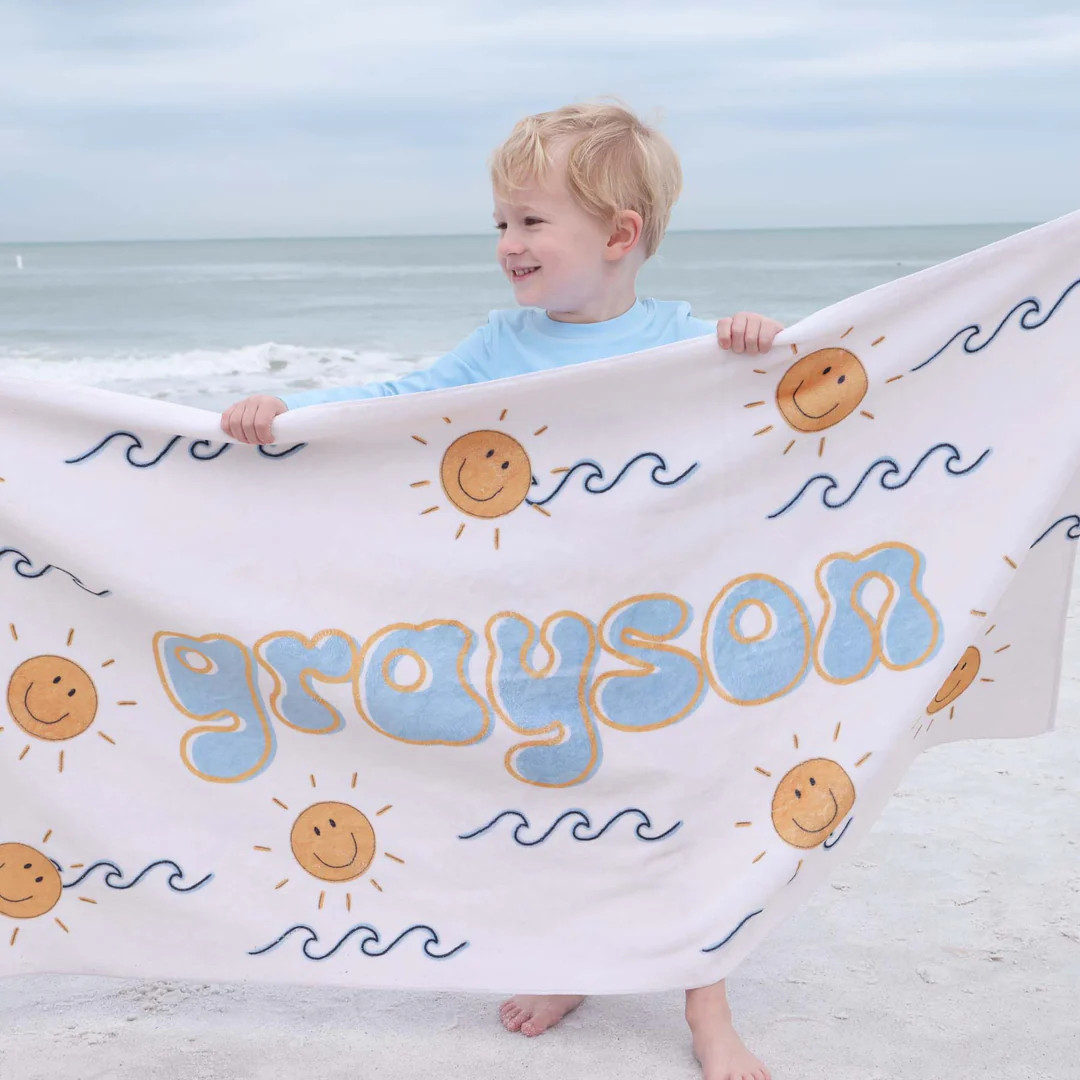 Sun's Out Personalized Kids Beach Towel | Caden Lane