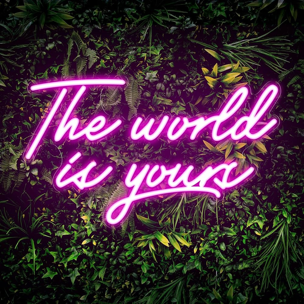 Kavaas The World Is Yours Neon Signs 16.5" x 9.8", Pink LED Neon Sign Wall Decor | The World Is Y... | Amazon (US)