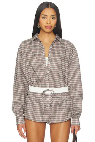 x REVOLVE Nirvana Shirt in Dark Chocolate Check | Revolve Clothing (Global)
