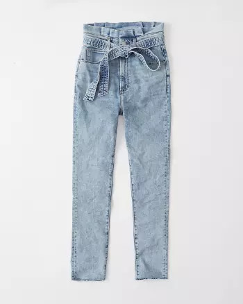 Abercrombie & Fitch Womens Ultra High Rise Paperbag Waist Jeans in Light Wash - Size 24 | Abercrombie & Fitch US & UK
