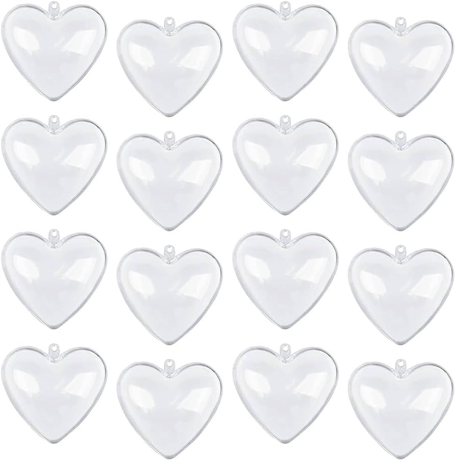 Jangostor 20 Packs Clear Heart Ornaments Balls Valentine‘s Day Ornaments Ball to Fill, DIY Plas... | Amazon (US)