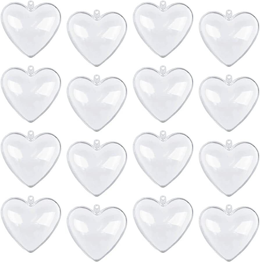 Jangostor 20 Packs Clear Heart Ornaments Balls Valentine‘s Day Ornaments Ball to Fill, DIY Plas... | Amazon (US)