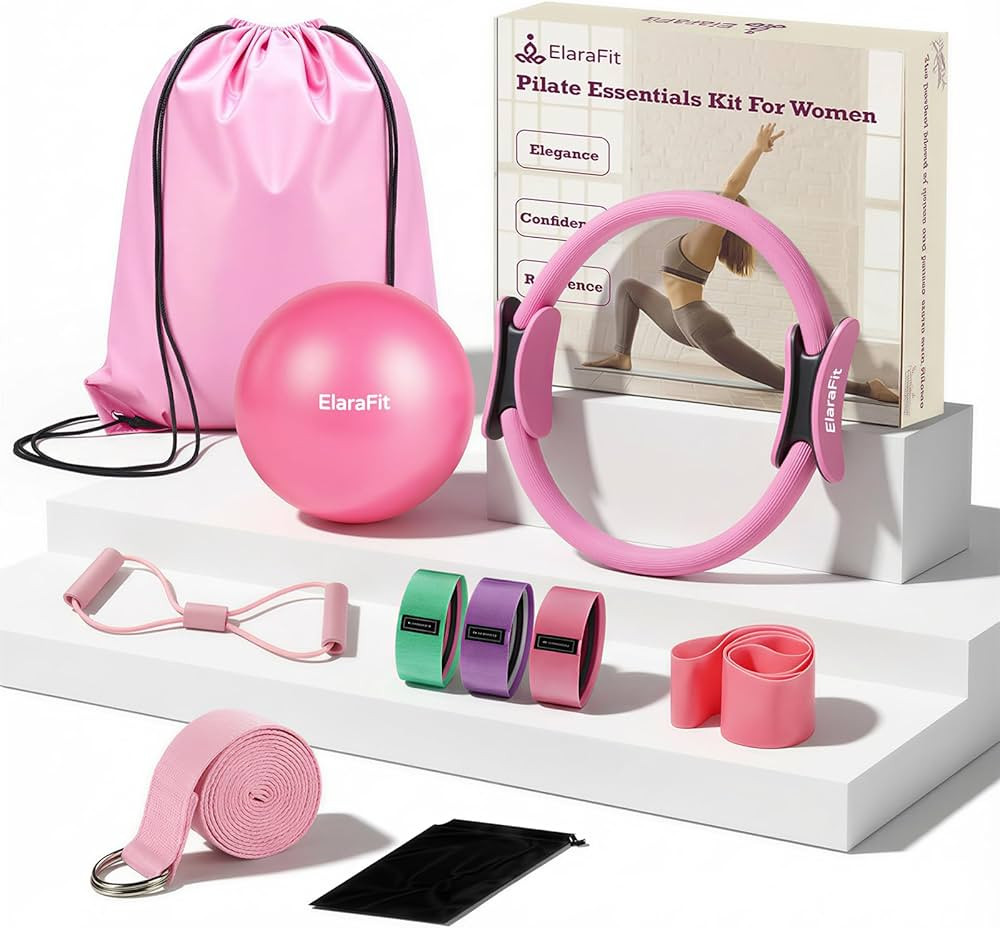 Home Pilates Ring and Ball Set for Women with 5 Resistance Bands 13 inch Magic Circle Workout Sta... | Amazon (US)