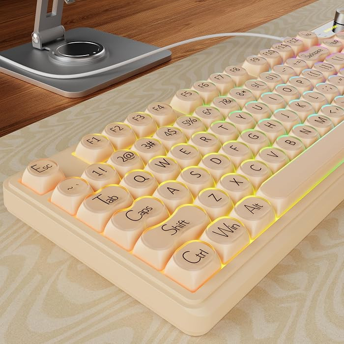 EWEADN V102 Wired Keyboard, 98 Keys Creamy Gaming Keyboard with Display Screen, Media Knob RGB Si... | Amazon (US)