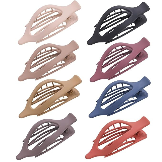 8 Pack French Flat Hair Clips for Women – Large Matte No-Slip Claw Barrettes for Thick & Thin H... | Amazon (US)